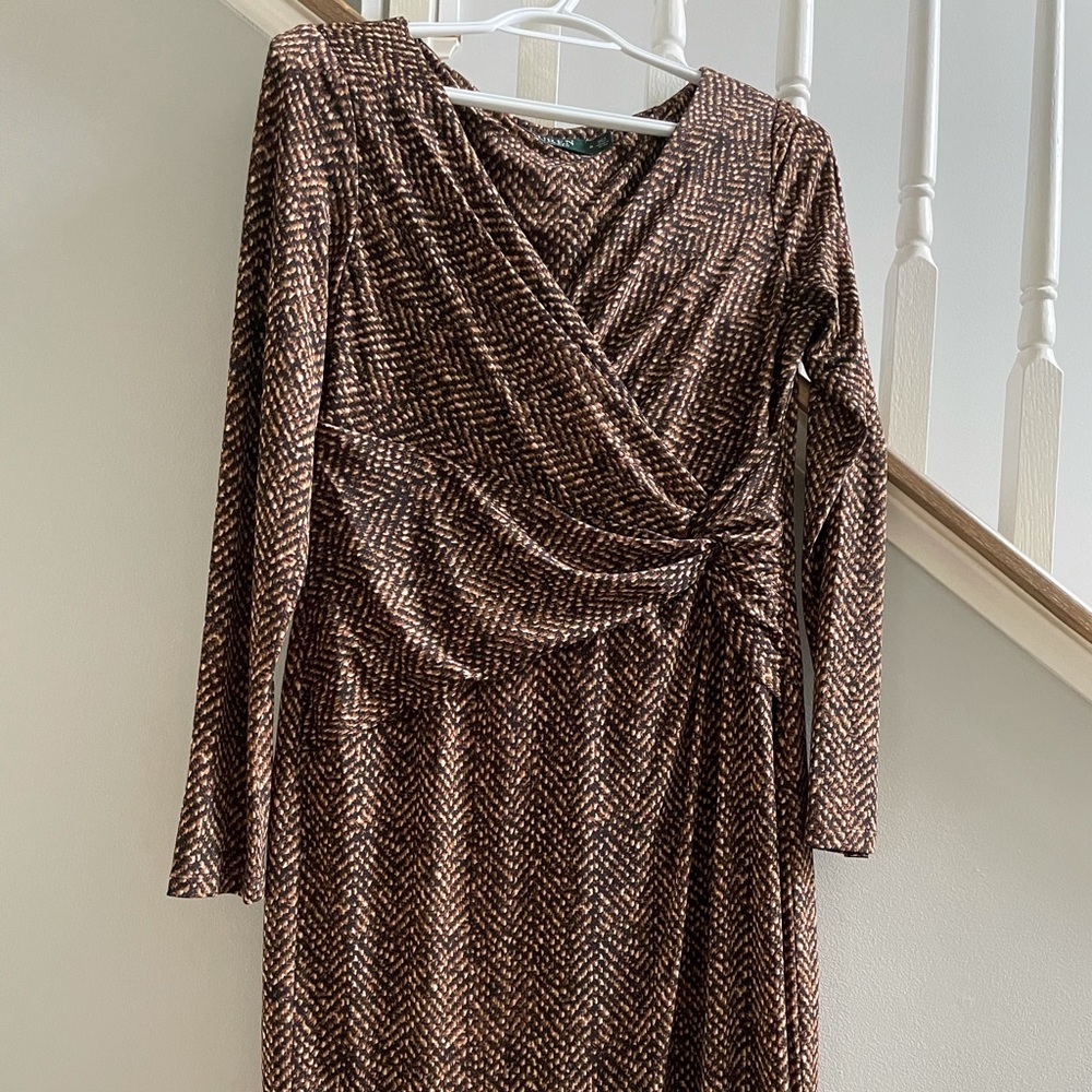 Ralph Lauren V Neck Snakeskin Dress